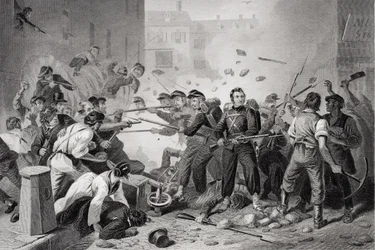 Massachusetts militia passing through Baltimore, Pennsylvania, 1861